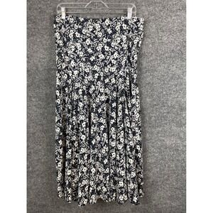 Lauren Ralph Lauren Floral Skirt Women's 6 Navy White Midi A-Line